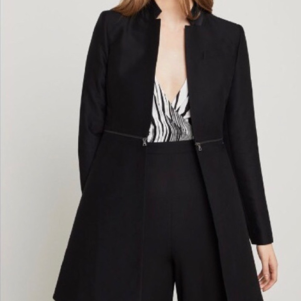 Stunning BCBG Arelia A-line Coat (Leather Arms)